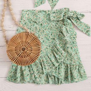 Floral Ruffle Wrap Mini-Skirt